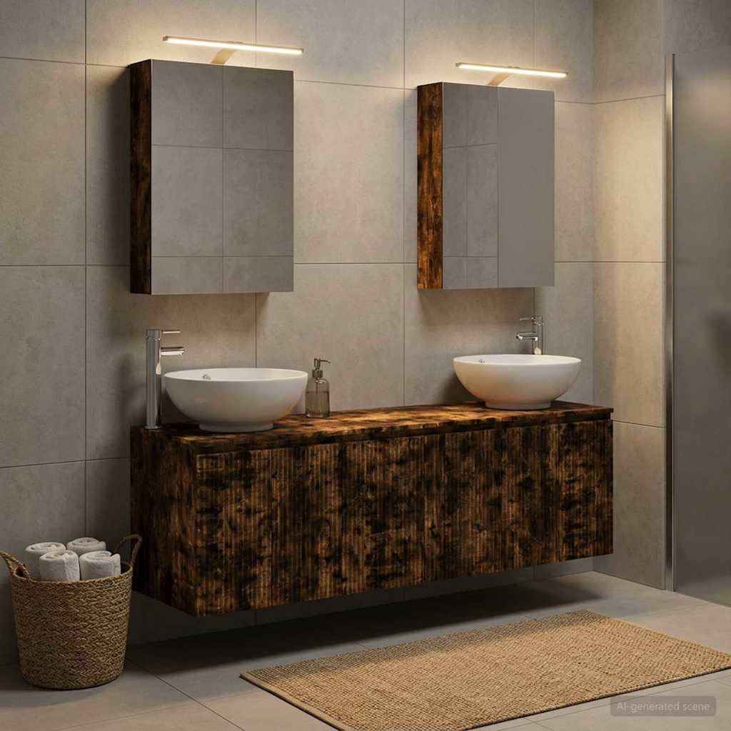vidaXL Bathroom Cabinet Set 5 pcs Smoked Oak Engineered Wood