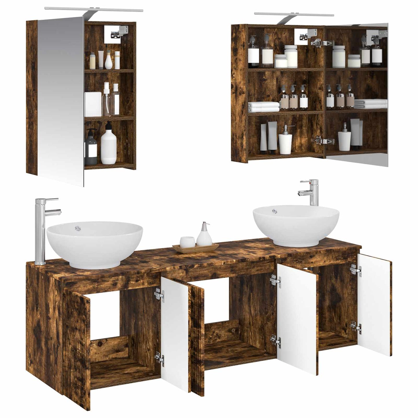 vidaXL Bathroom Cabinet Set 5 pcs Smoked Oak Engineered Wood