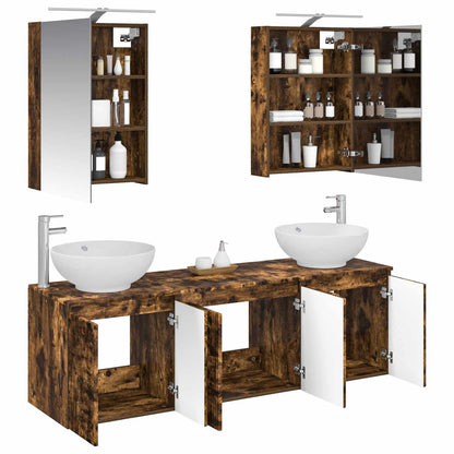 vidaXL Bathroom Cabinet Set 5 pcs Smoked Oak Engineered Wood