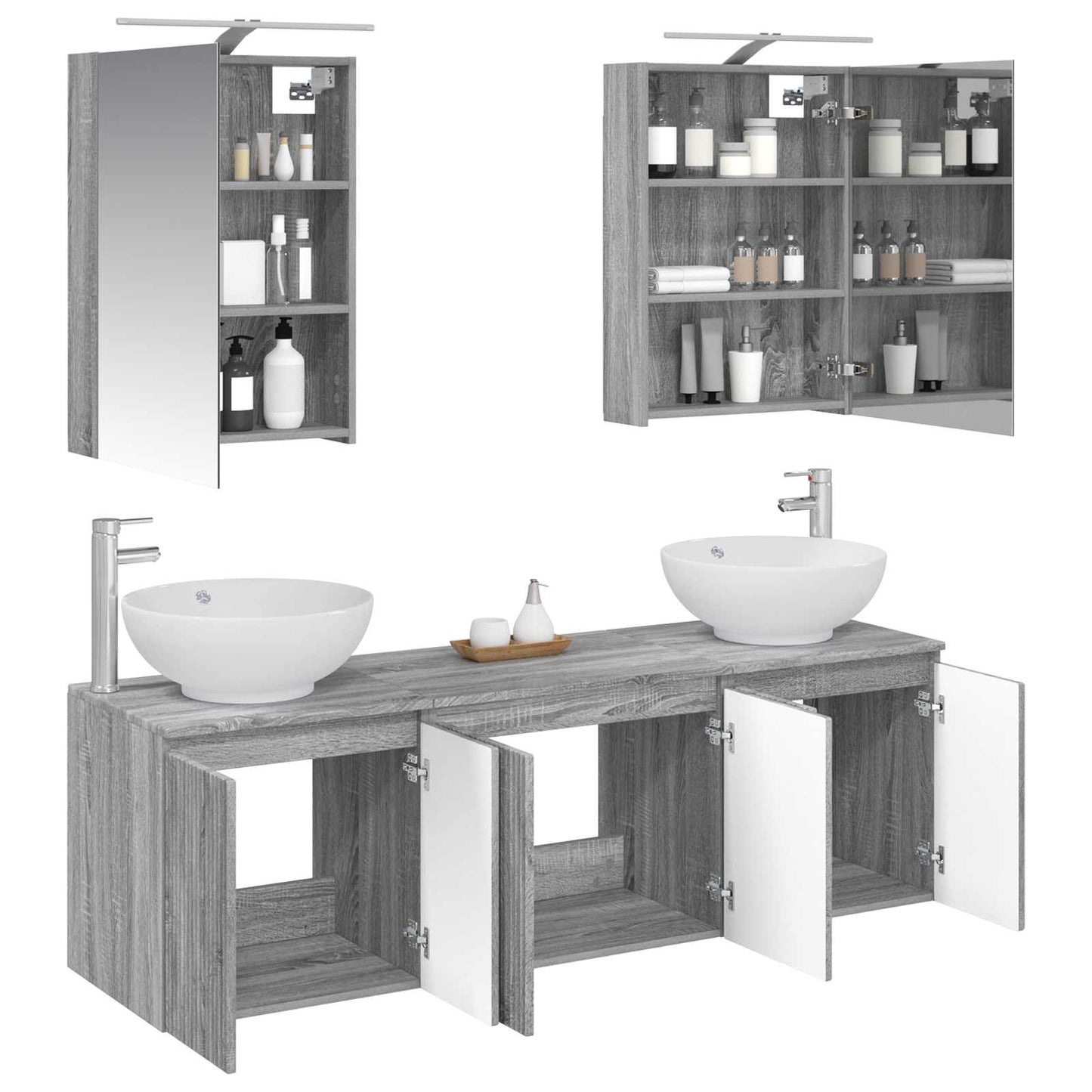 vidaXL Bathroom Cabinet Set 5 pcs Grey Sonoma Engineered Wood