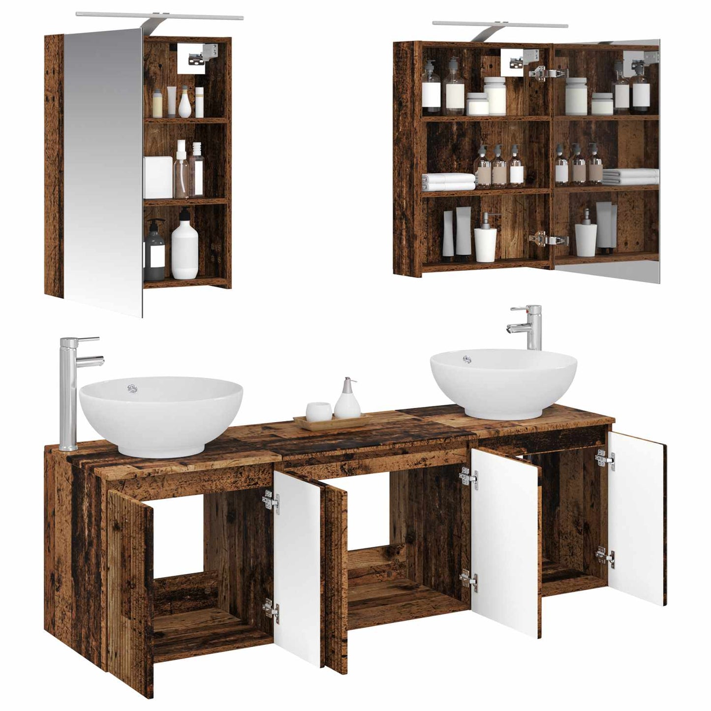 vidaXL Bathroom Cabinet Set 5 pcs Old Wood Engineered Wood