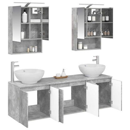 vidaXL Bathroom Cabinet Set 5 pcs Concrete Grey Engineered Wood