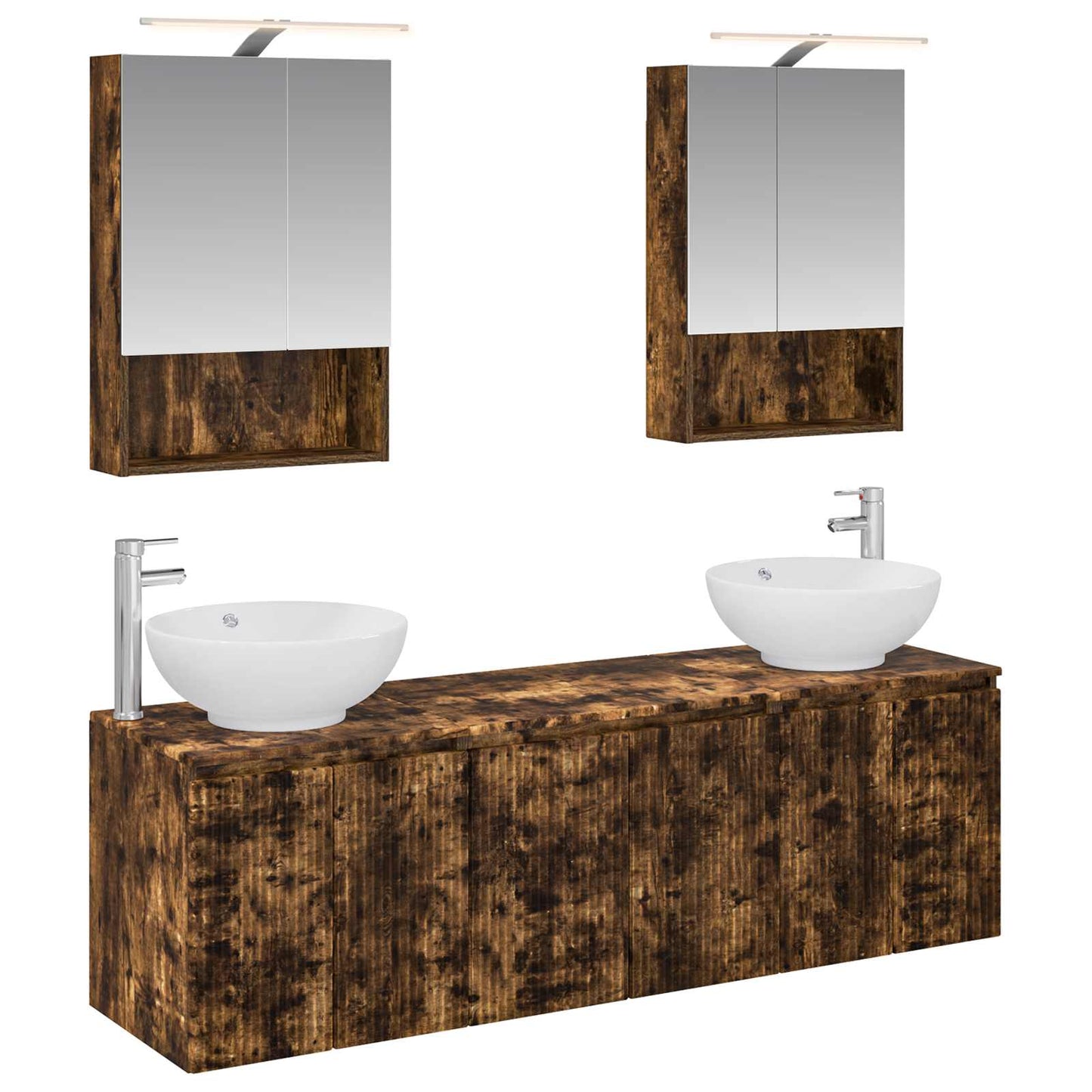vidaXL Bathroom Cabinet Set 5 pcs Smoked Oak Engineered Wood