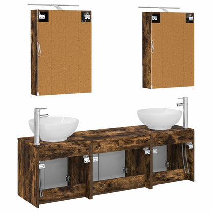 vidaXL Bathroom Cabinet Set 5 pcs Smoked Oak Engineered Wood