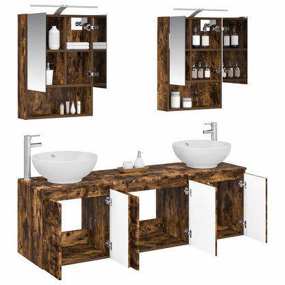 vidaXL Bathroom Cabinet Set 5 pcs Smoked Oak Engineered Wood