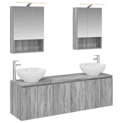 vidaXL Bathroom Cabinet Set 5 pcs Grey Sonoma Engineered Wood