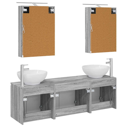 vidaXL Bathroom Cabinet Set 5 pcs Grey Sonoma Engineered Wood