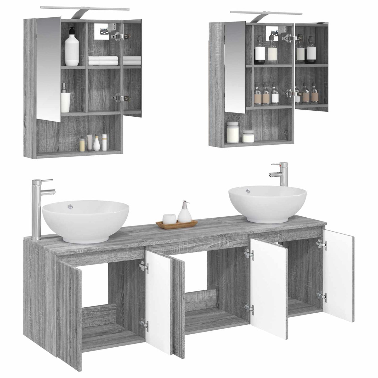 vidaXL Bathroom Cabinet Set 5 pcs Grey Sonoma Engineered Wood