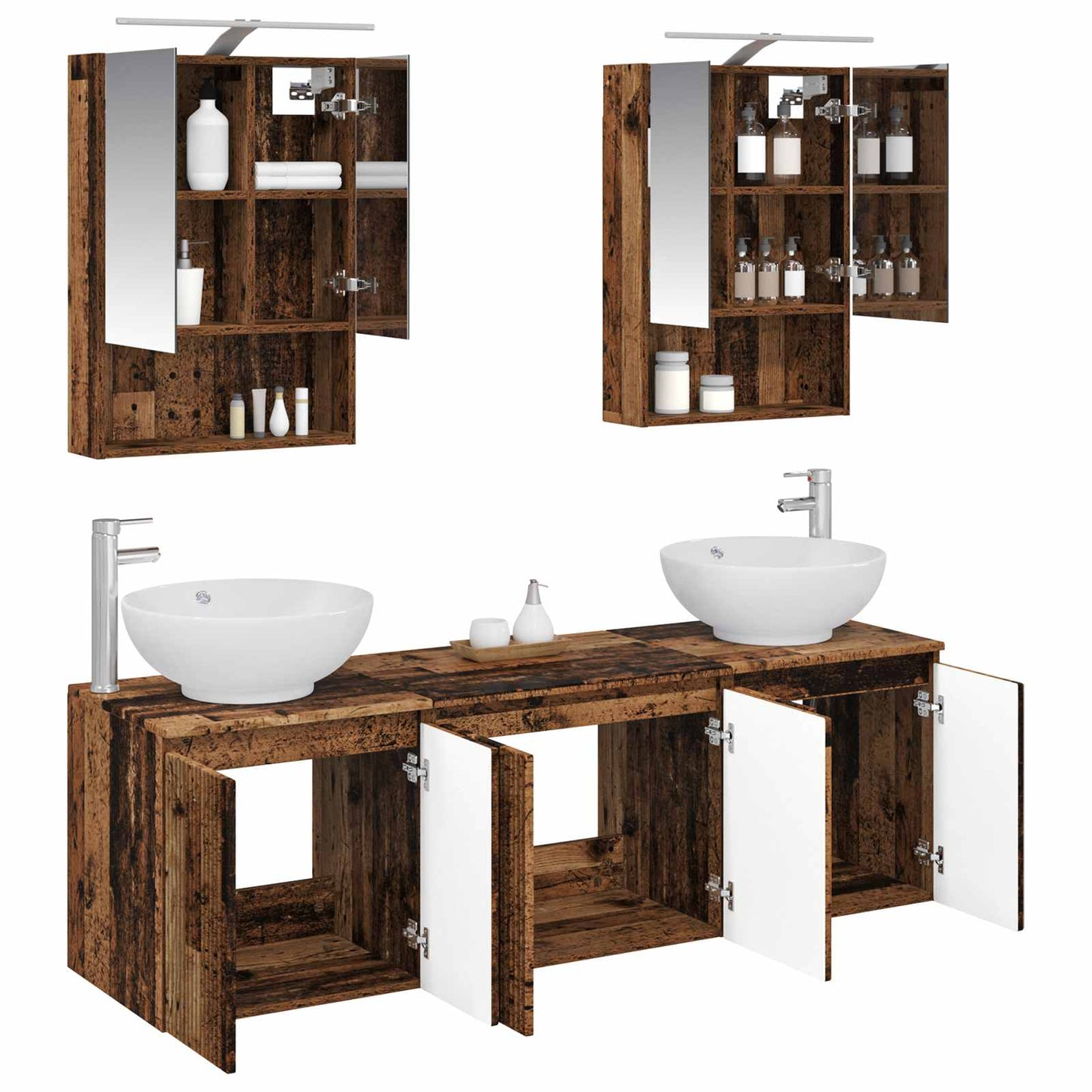 vidaXL Bathroom Cabinet Set 5 pcs Old Wood Engineered Wood