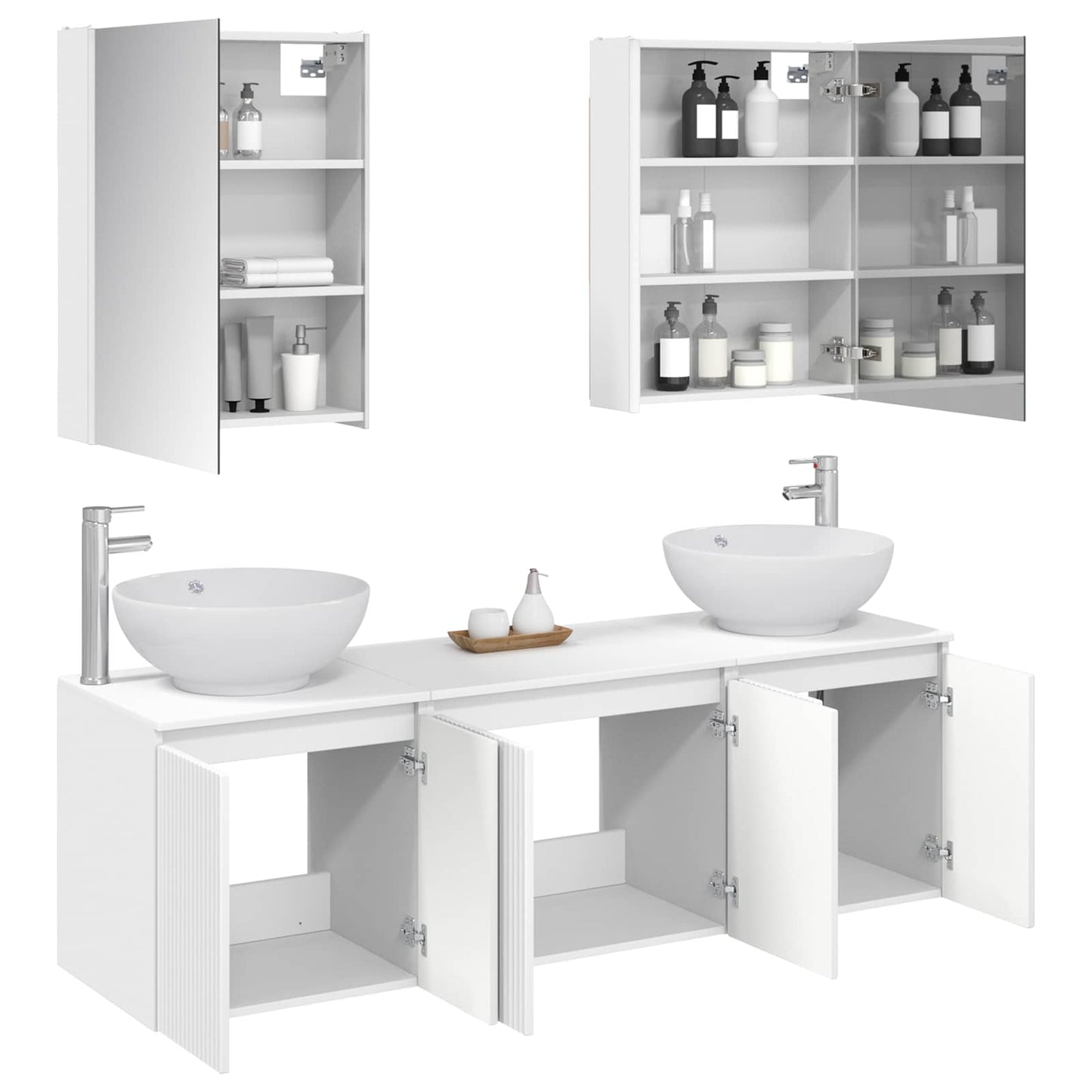 vidaXL Bathroom Cabinet Set 5 pcs White Engineered Wood