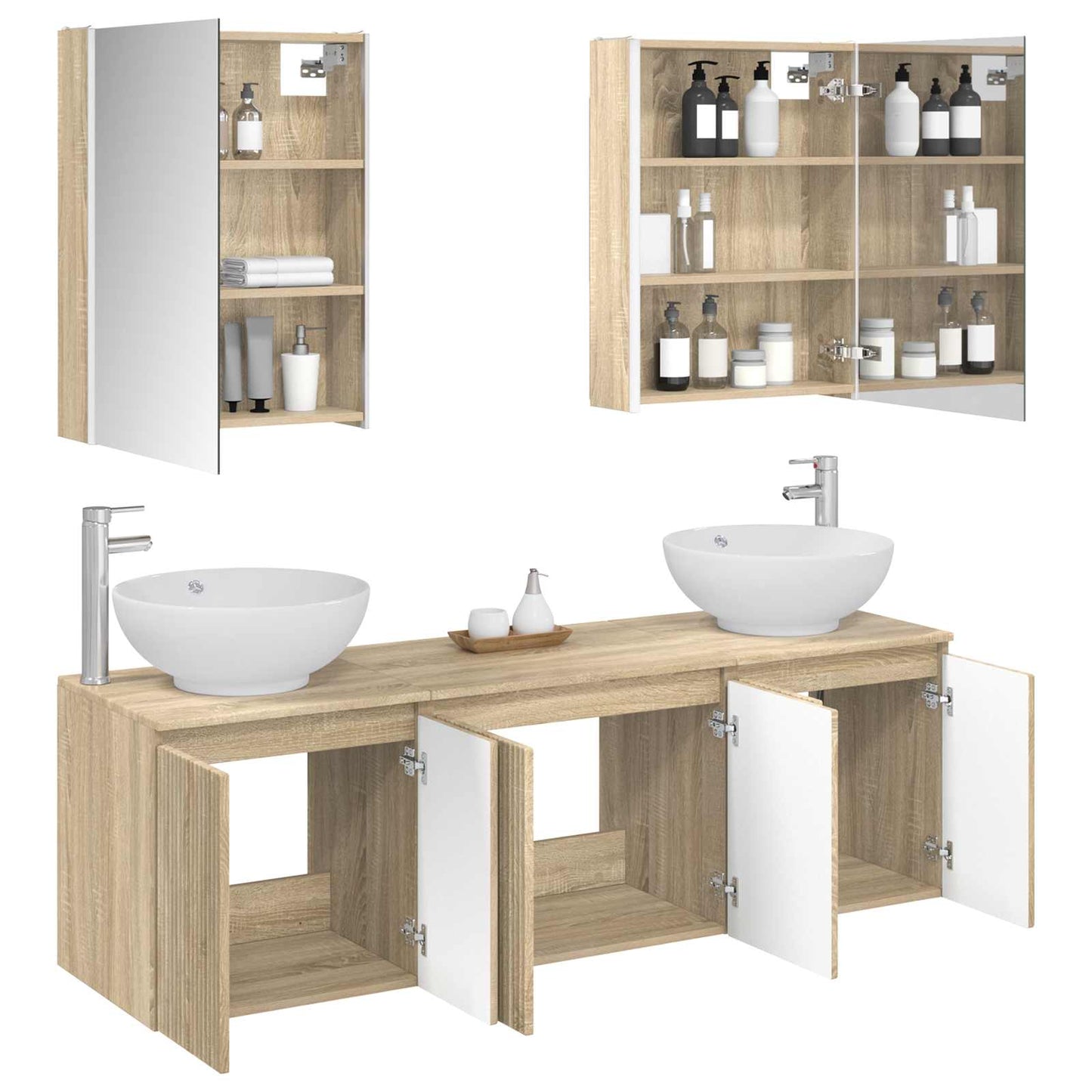 vidaXL Bathroom Cabinet Set 5 pcs Sonoma Oak Engineered Wood