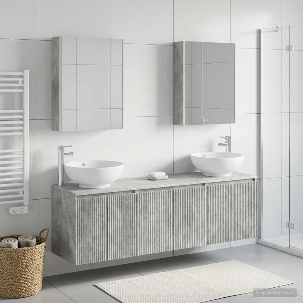 vidaXL Bathroom Cabinet Set 5 pcs Concrete Grey Engineered Wood
