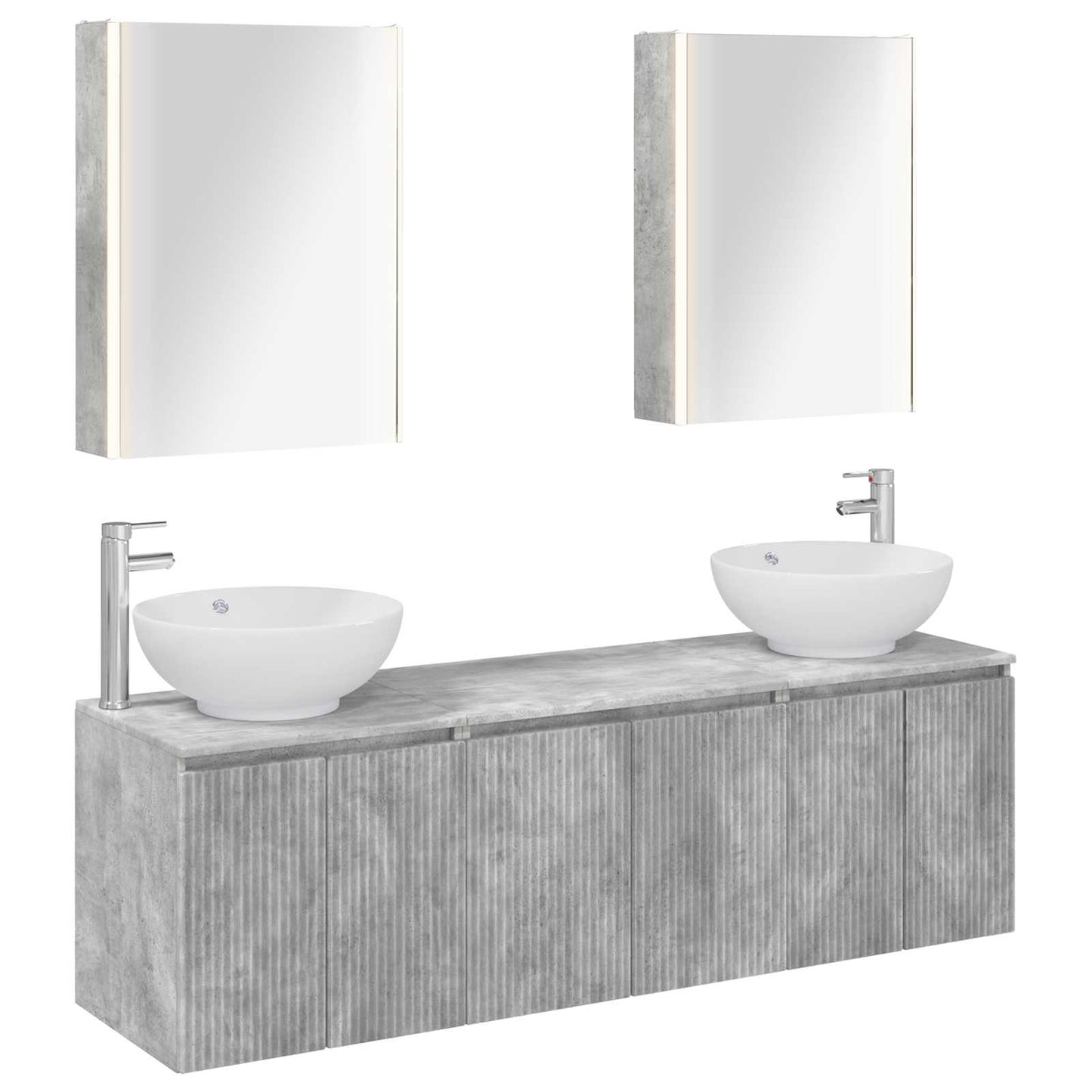 vidaXL Bathroom Cabinet Set 5 pcs Concrete Grey Engineered Wood