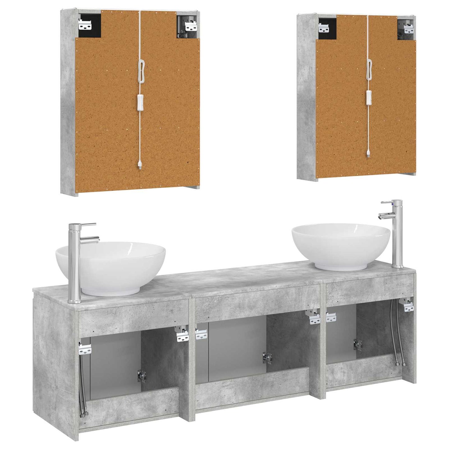 vidaXL Bathroom Cabinet Set 5 pcs Concrete Grey Engineered Wood