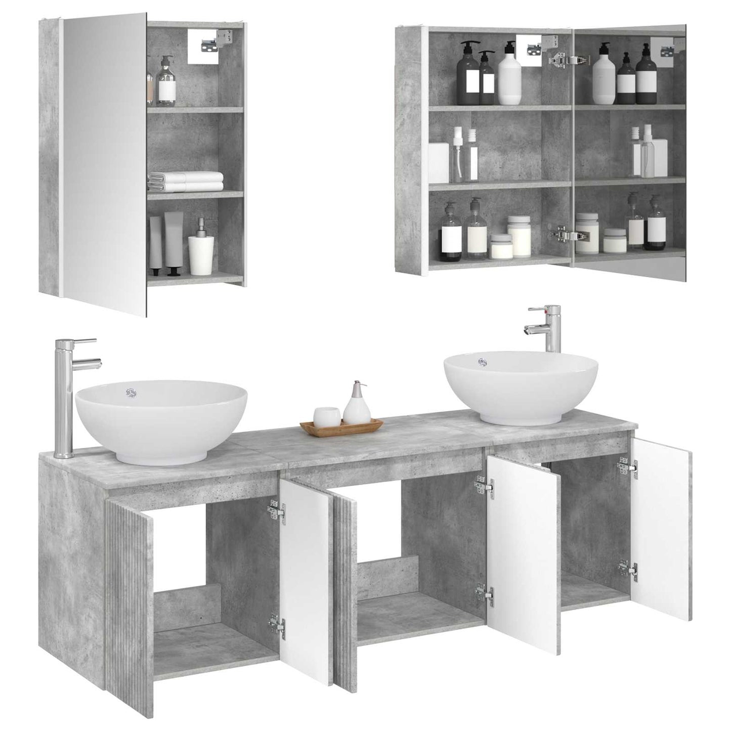 vidaXL Bathroom Cabinet Set 5 pcs Concrete Grey Engineered Wood