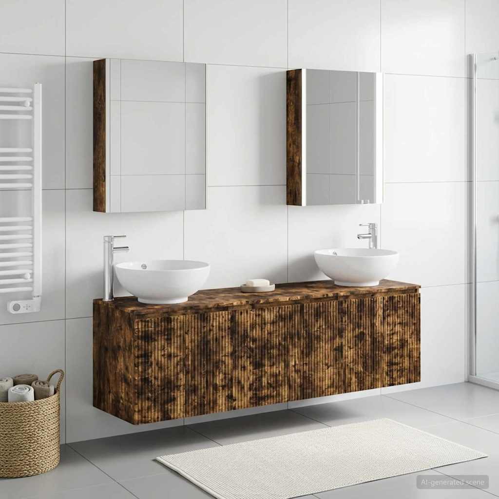 vidaXL Bathroom Cabinet Set 5 pcs Smoked Oak Engineered Wood