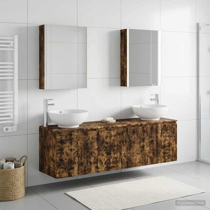 vidaXL Bathroom Cabinet Set 5 pcs Smoked Oak Engineered Wood