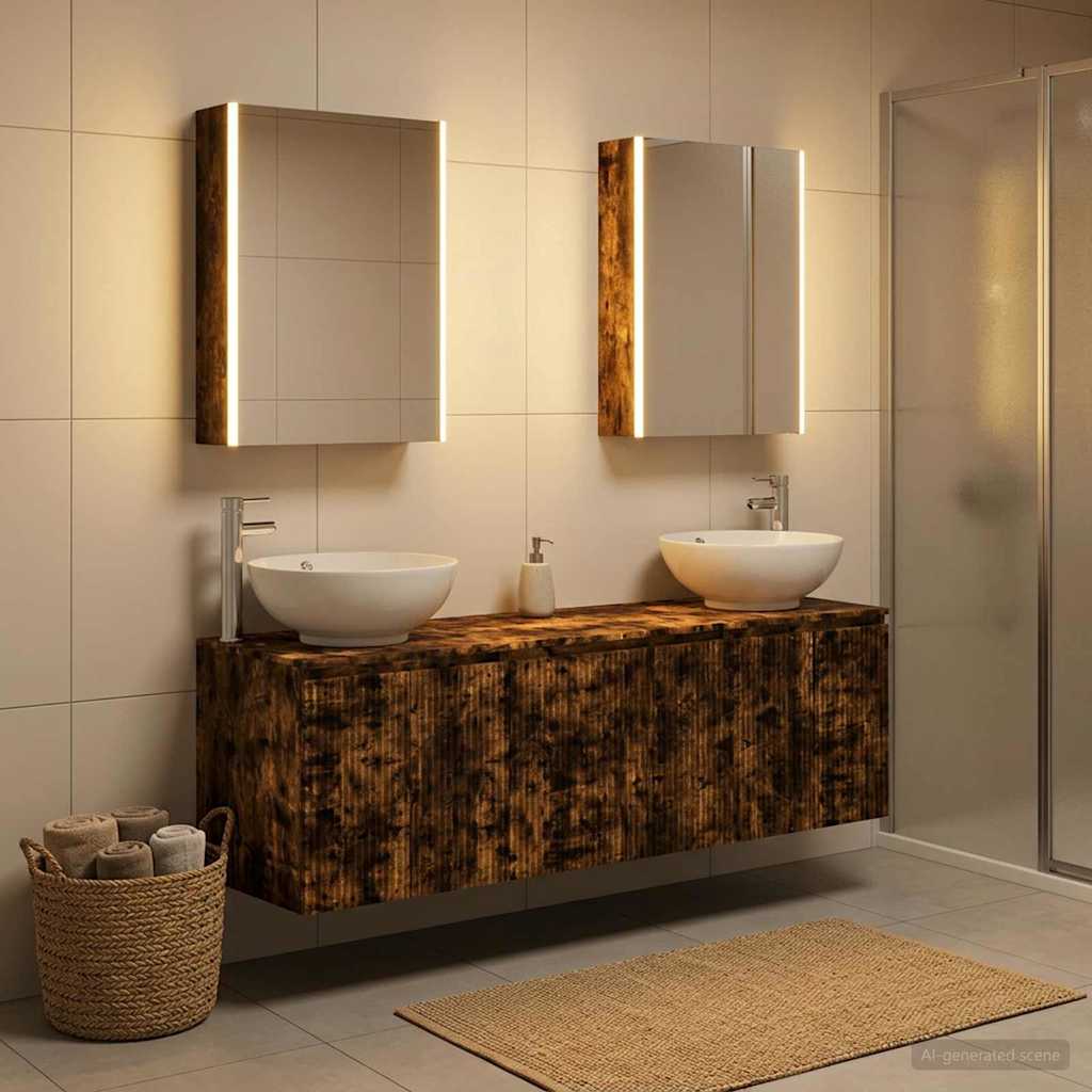 vidaXL Bathroom Cabinet Set 5 pcs Smoked Oak Engineered Wood