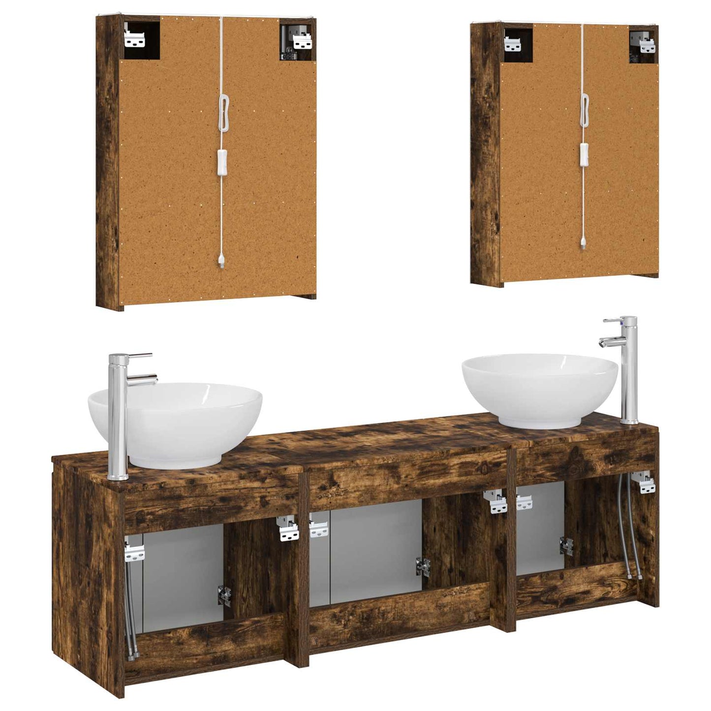 vidaXL Bathroom Cabinet Set 5 pcs Smoked Oak Engineered Wood