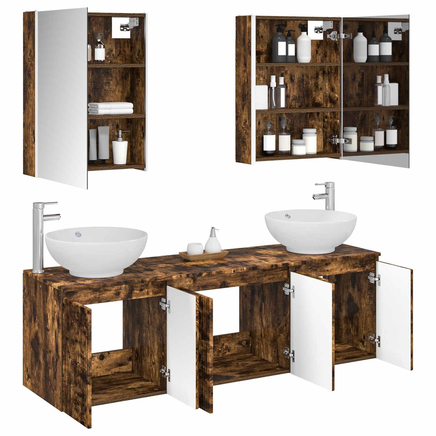 vidaXL Bathroom Cabinet Set 5 pcs Smoked Oak Engineered Wood