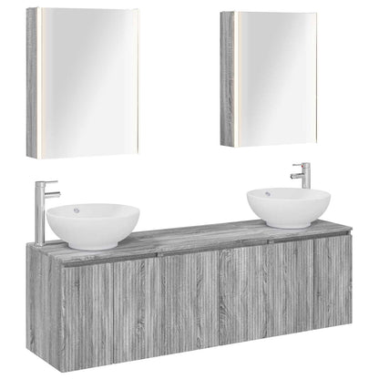 vidaXL Bathroom Cabinet Set 5 pcs Grey Sonoma Engineered Wood