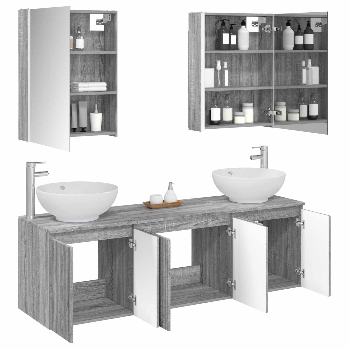 vidaXL Bathroom Cabinet Set 5 pcs Grey Sonoma Engineered Wood