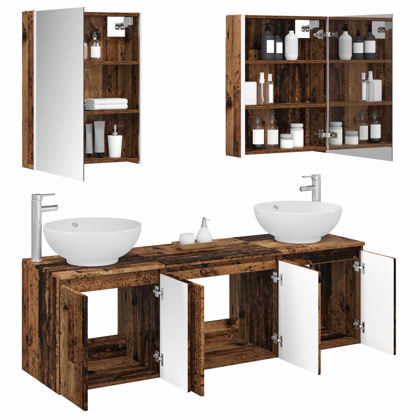 vidaXL Bathroom Cabinet Set 5 pcs Old Wood Engineered Wood