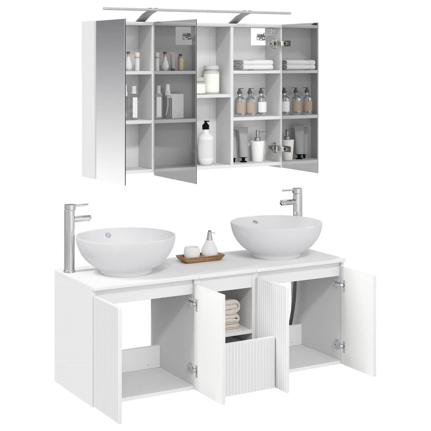 vidaXL Bathroom Cabinet Set 4 pcs White Engineered Wood