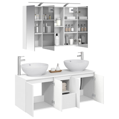 vidaXL Bathroom Cabinet Set 4 pcs White Engineered Wood