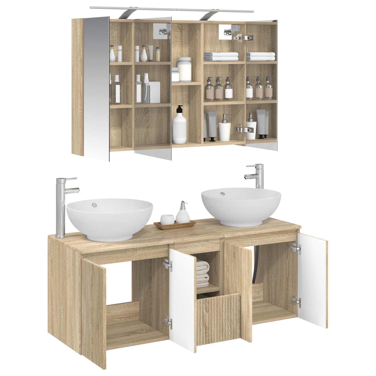 vidaXL Bathroom Cabinet Set 4 pcs Sonoma Oak Engineered Wood
