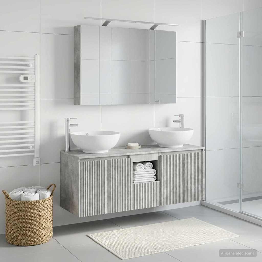 vidaXL Bathroom Cabinet Set 4 pcs Concrete Grey Engineered Wood