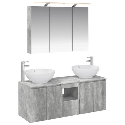 vidaXL Bathroom Cabinet Set 4 pcs Concrete Grey Engineered Wood