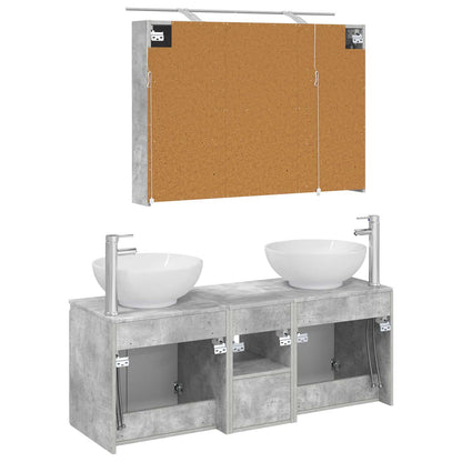 vidaXL Bathroom Cabinet Set 4 pcs Concrete Grey Engineered Wood