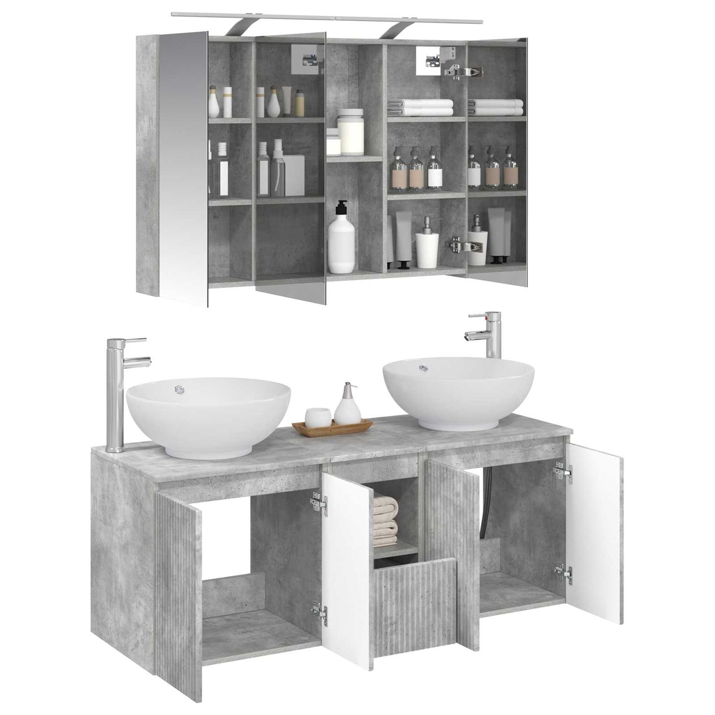 vidaXL Bathroom Cabinet Set 4 pcs Concrete Grey Engineered Wood