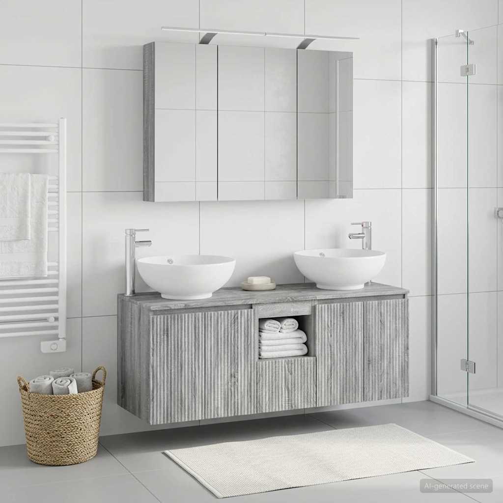 vidaXL Bathroom Cabinet Set 4 pcs Grey Sonoma Engineered Wood