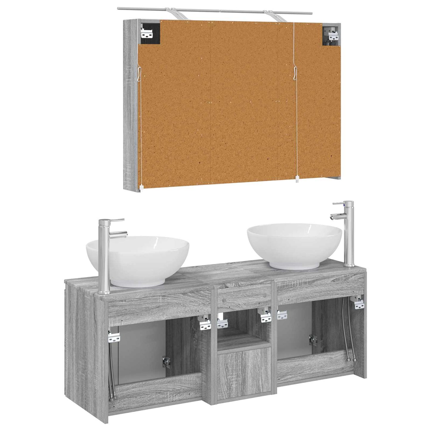 vidaXL Bathroom Cabinet Set 4 pcs Grey Sonoma Engineered Wood