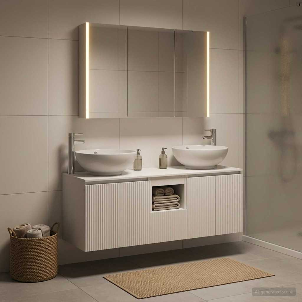 vidaXL Bathroom Cabinet Set 4 pcs White Engineered Wood
