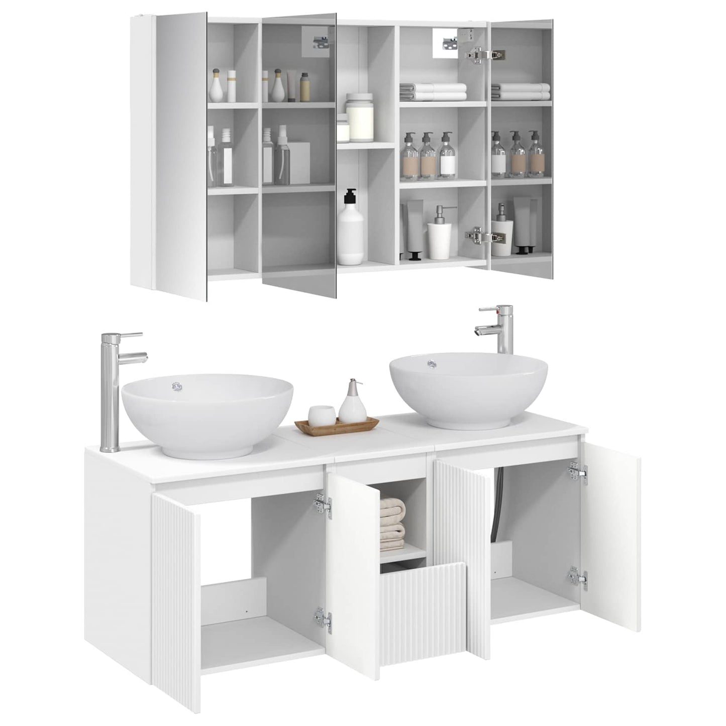 vidaXL Bathroom Cabinet Set 4 pcs White Engineered Wood