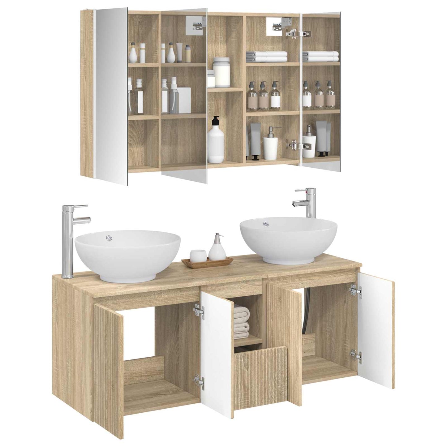 vidaXL Bathroom Cabinet Set 4 pcs Sonoma Oak Engineered Wood