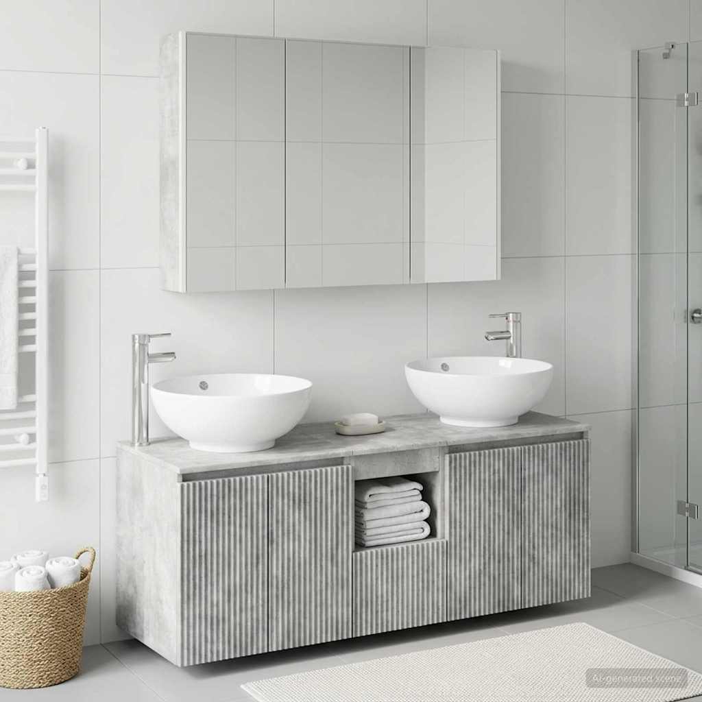 vidaXL Bathroom Cabinet Set 4 pcs Concrete Grey Engineered Wood