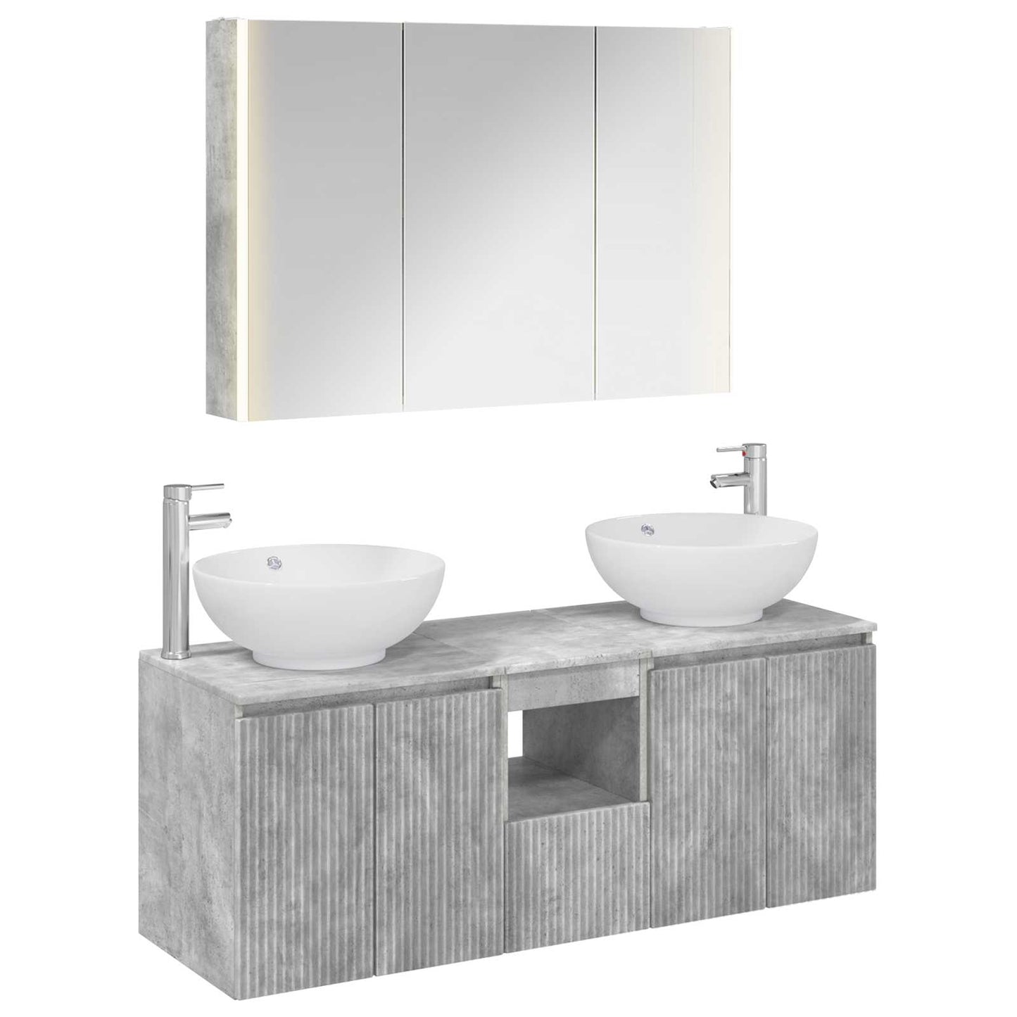 vidaXL Bathroom Cabinet Set 4 pcs Concrete Grey Engineered Wood