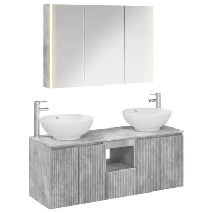 vidaXL Bathroom Cabinet Set 4 pcs Concrete Grey Engineered Wood