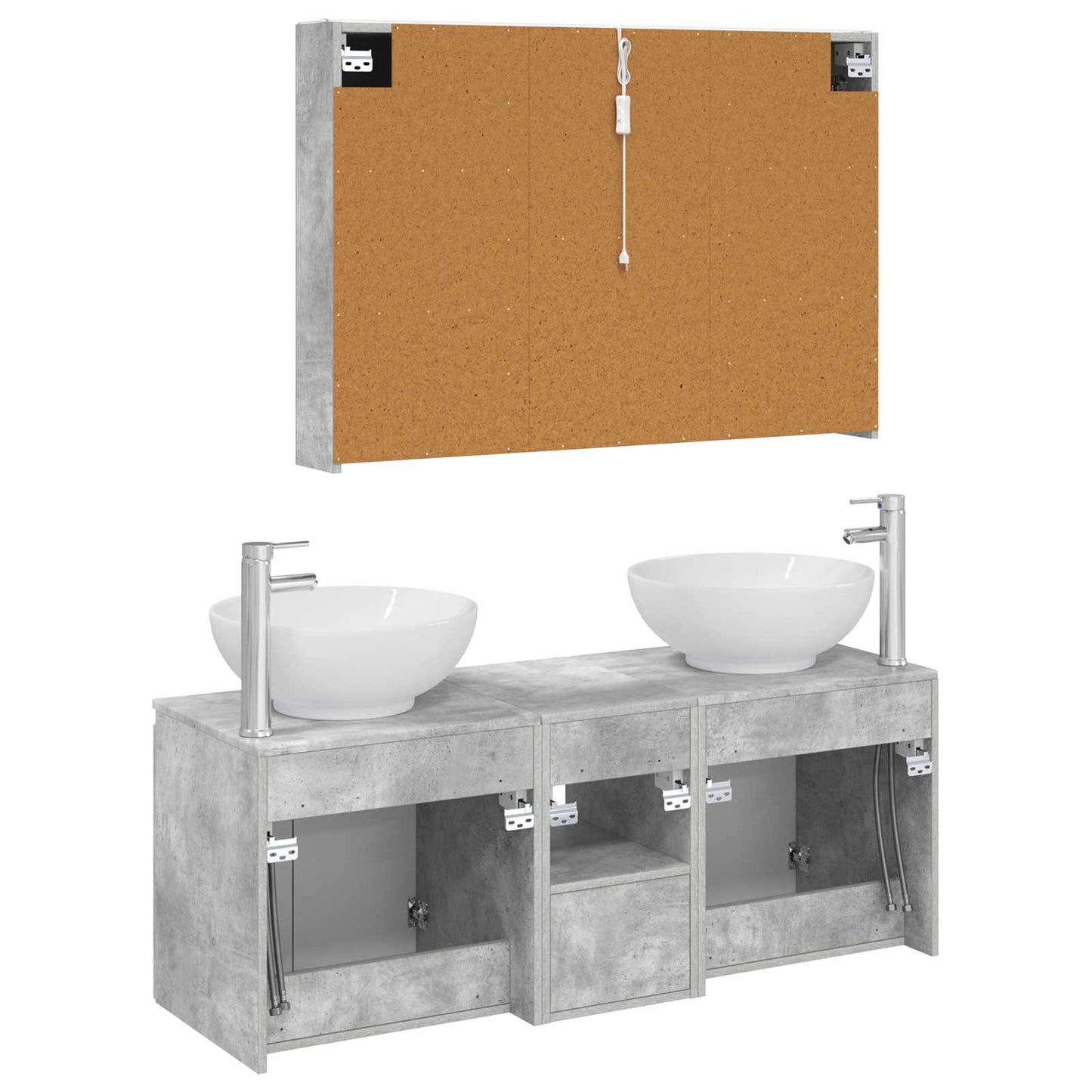 vidaXL Bathroom Cabinet Set 4 pcs Concrete Grey Engineered Wood