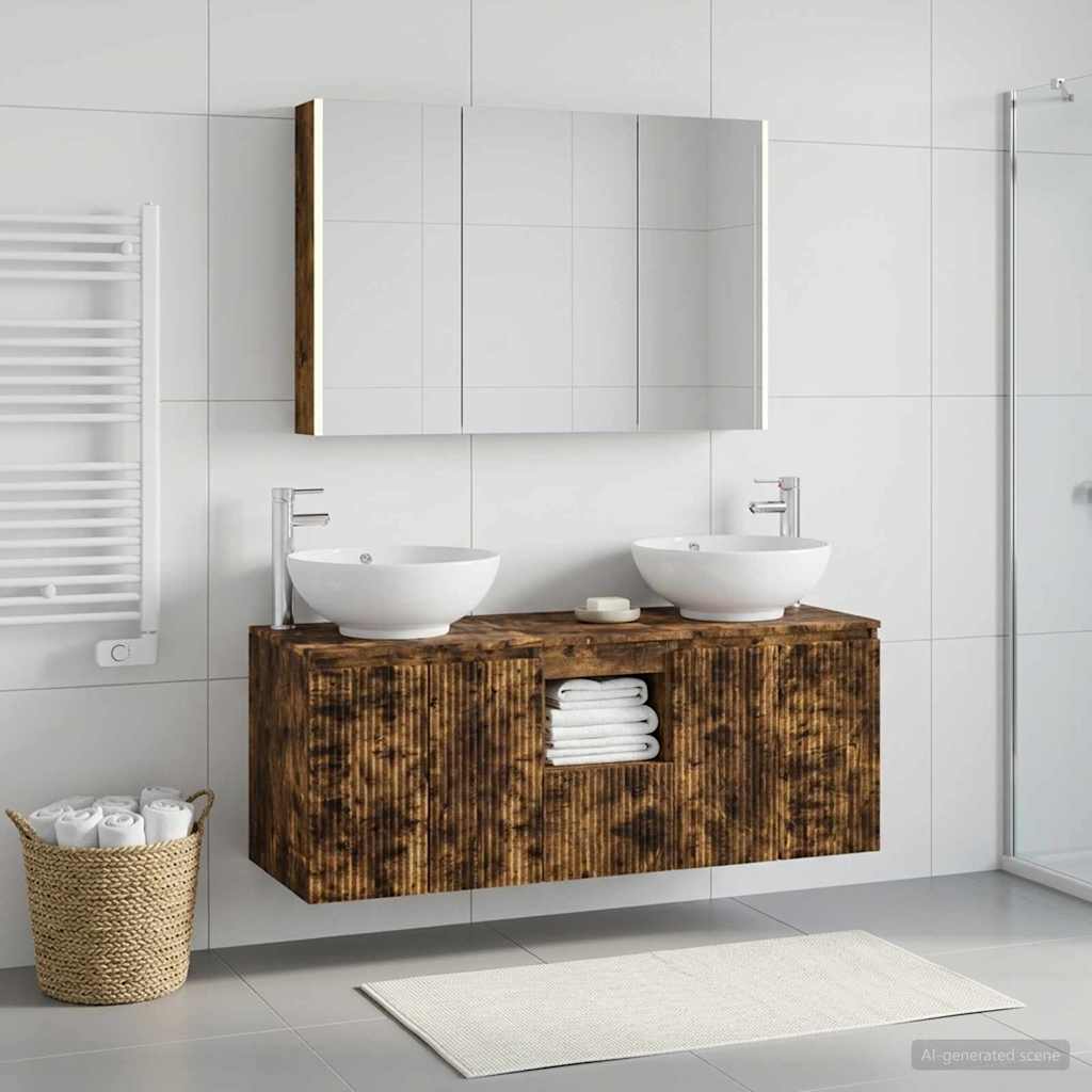 vidaXL Bathroom Cabinet Set 4 pcs Smoked Oak Engineered Wood