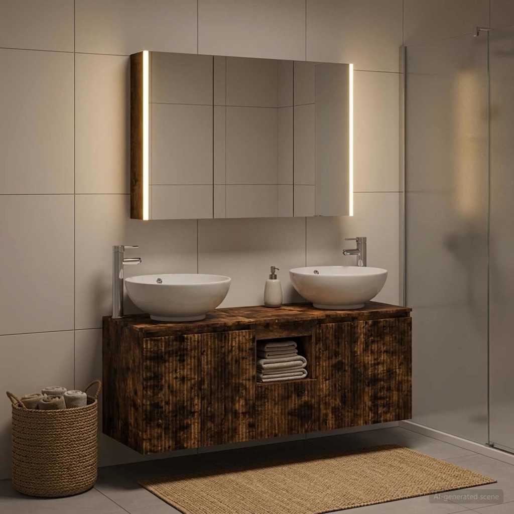 vidaXL Bathroom Cabinet Set 4 pcs Smoked Oak Engineered Wood
