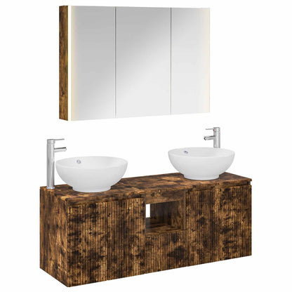 vidaXL Bathroom Cabinet Set 4 pcs Smoked Oak Engineered Wood