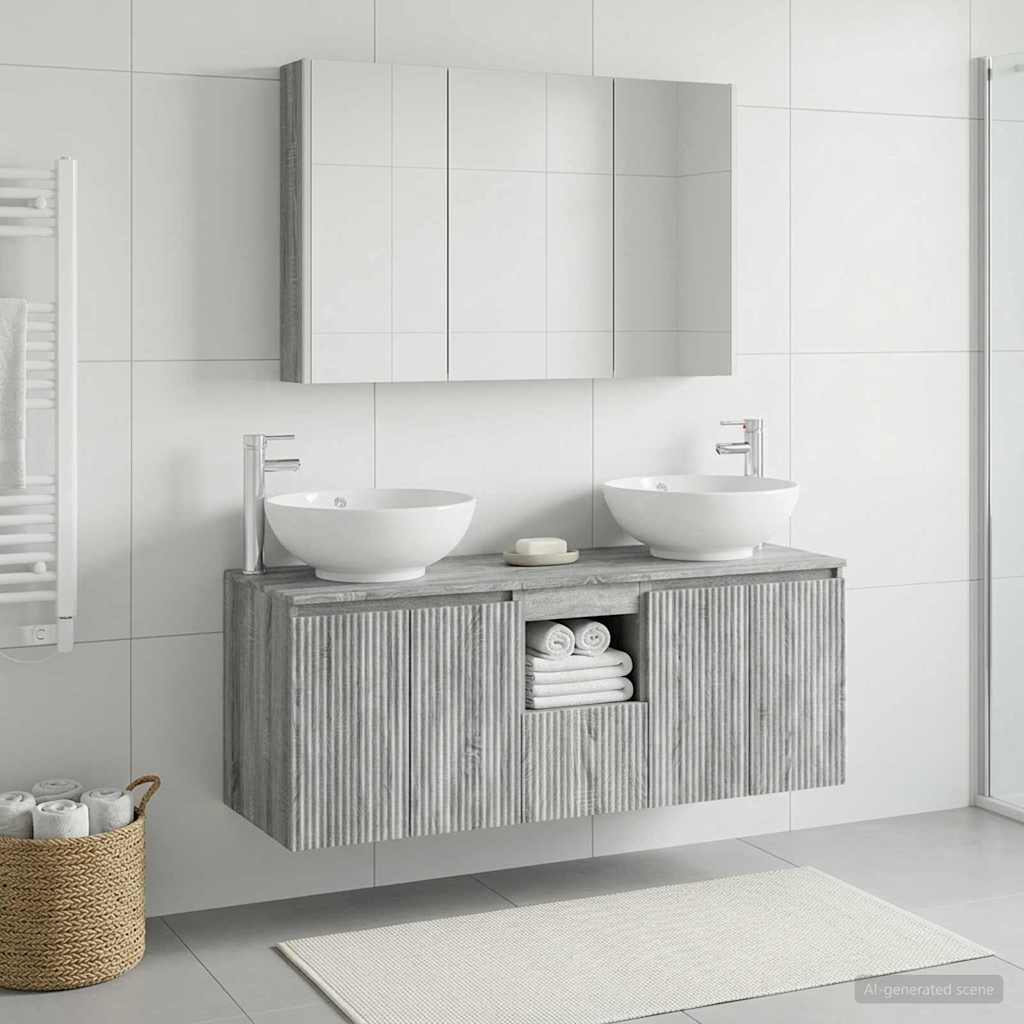 vidaXL Bathroom Cabinet Set 4 pcs Grey Sonoma Engineered Wood