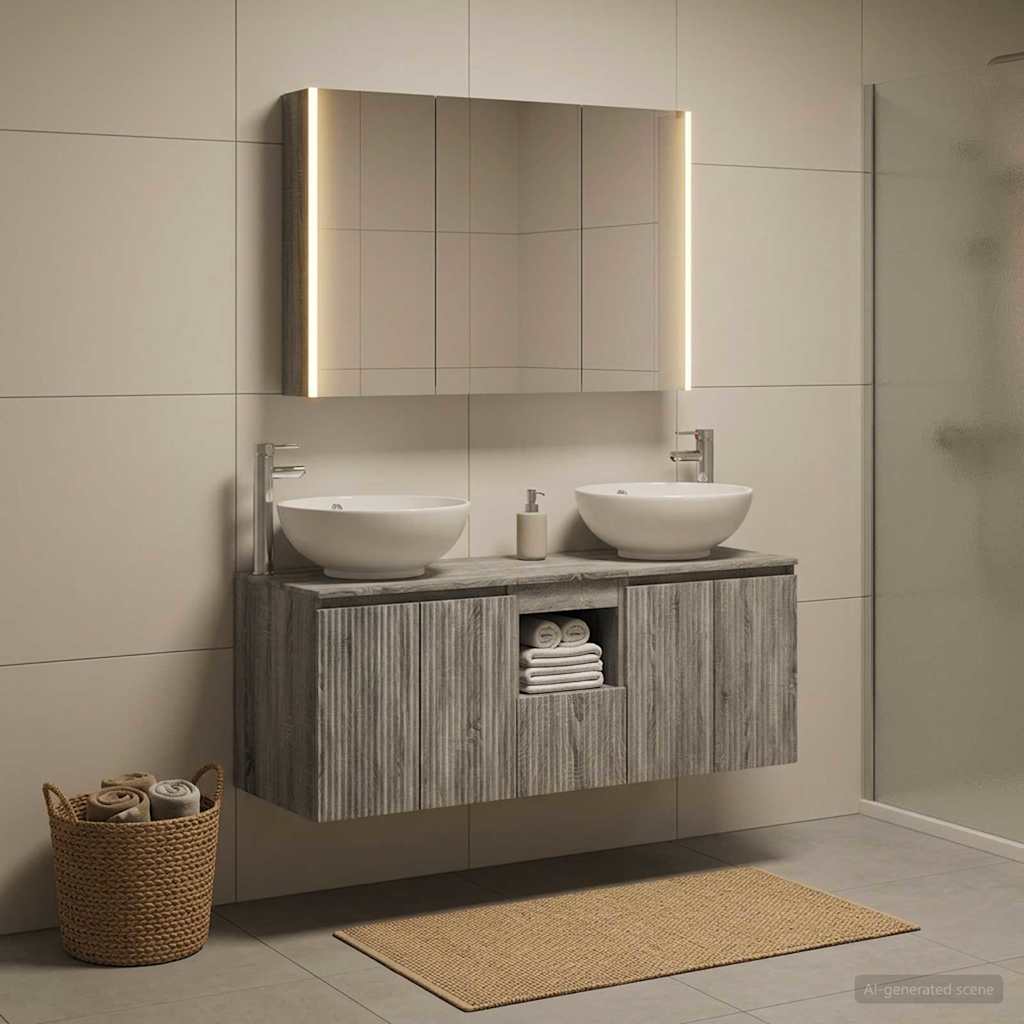 vidaXL Bathroom Cabinet Set 4 pcs Grey Sonoma Engineered Wood