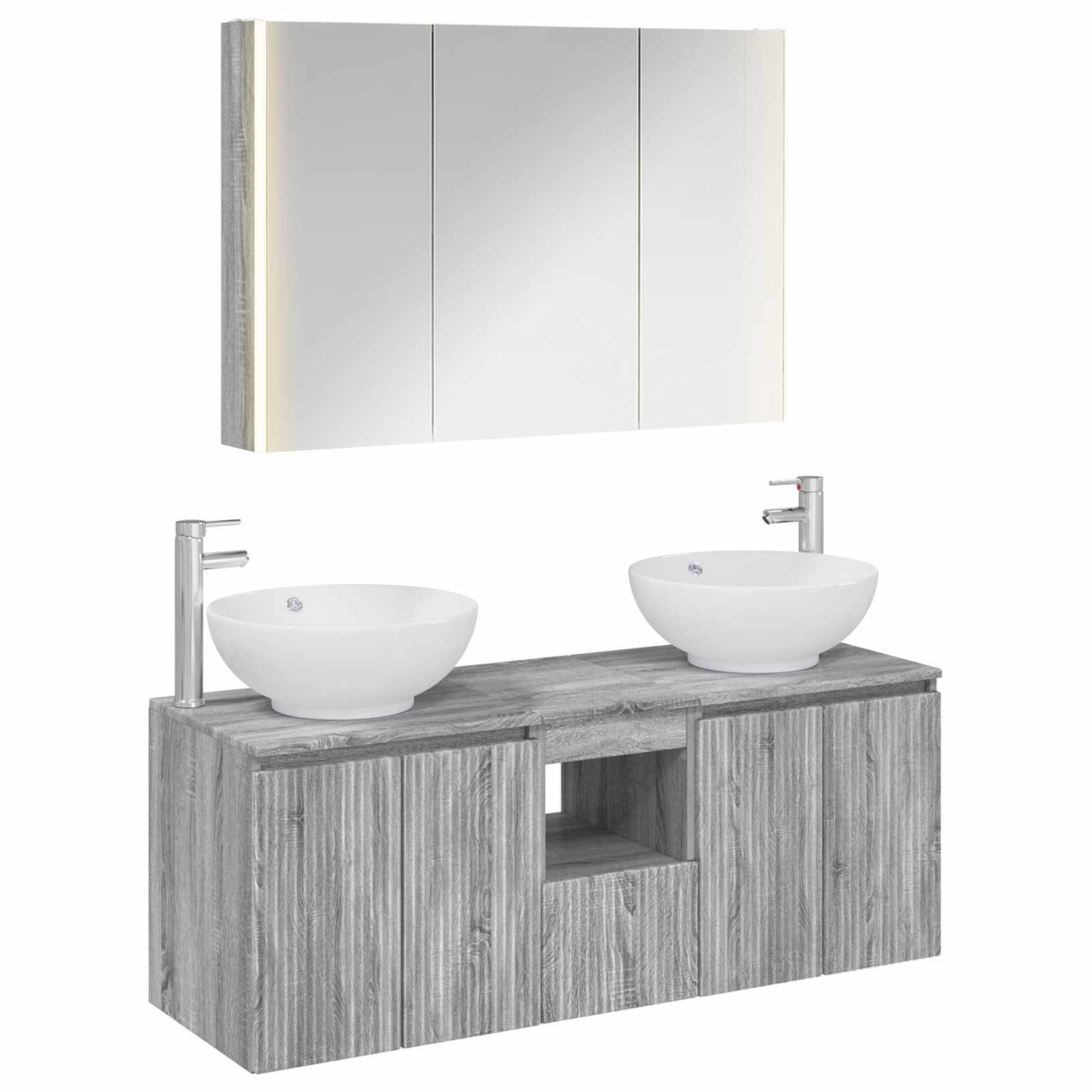 vidaXL Bathroom Cabinet Set 4 pcs Grey Sonoma Engineered Wood
