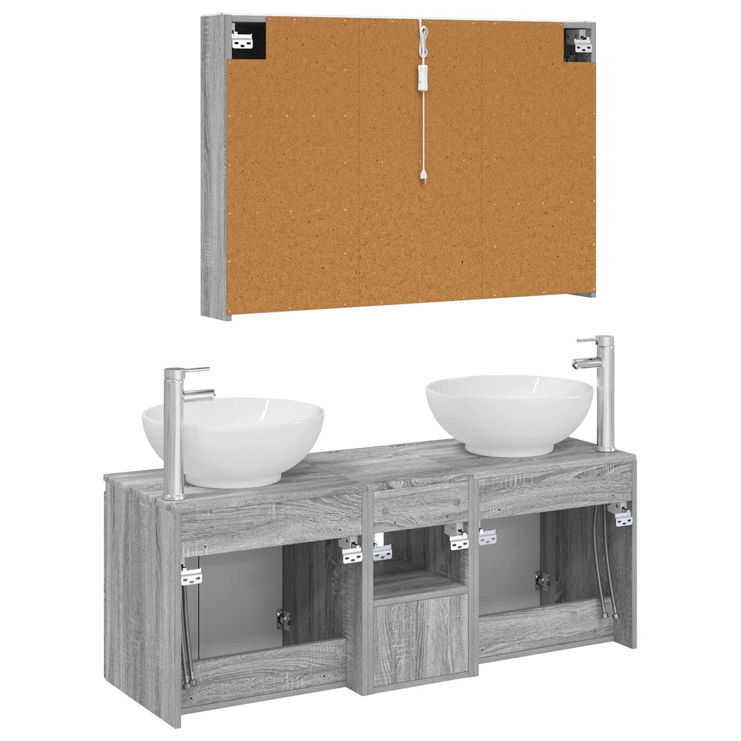vidaXL Bathroom Cabinet Set 4 pcs Grey Sonoma Engineered Wood